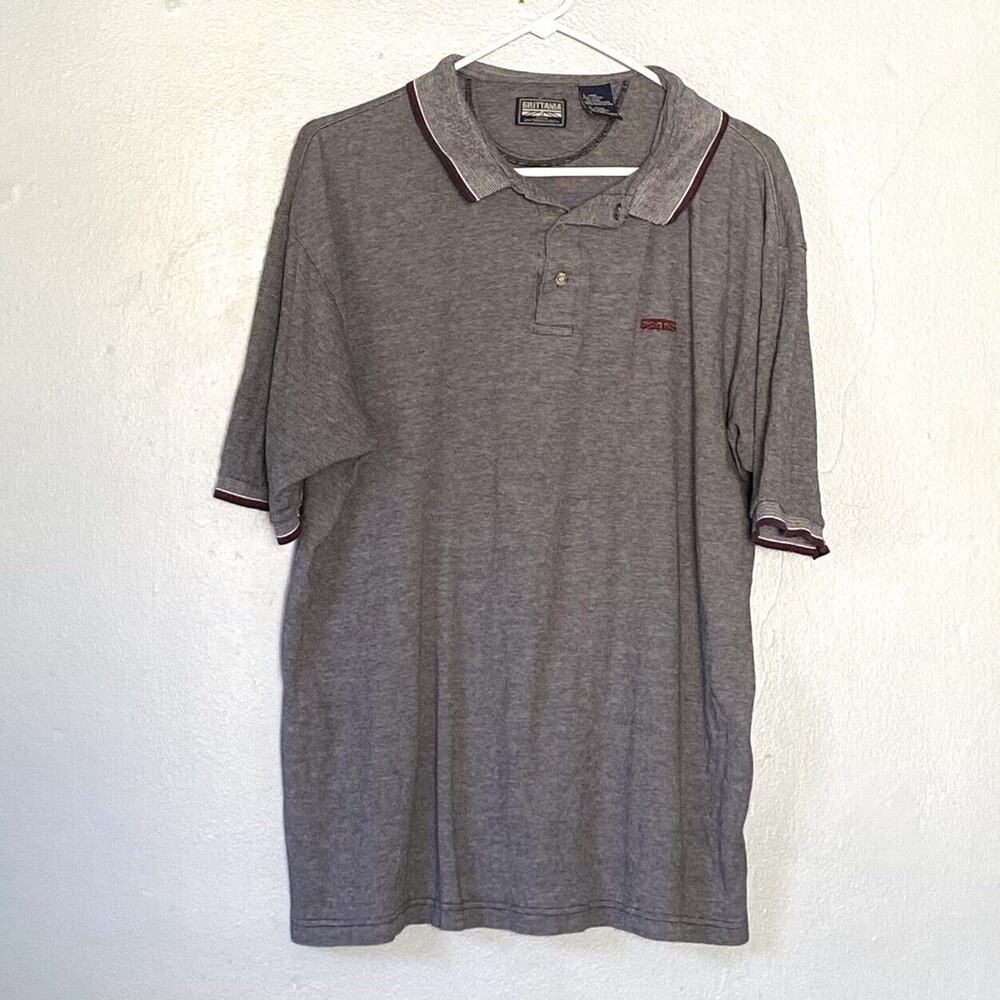 Britannia Polo Shirt Mens Size Large Gray Vintage From Levi Strauss Vintage Logo